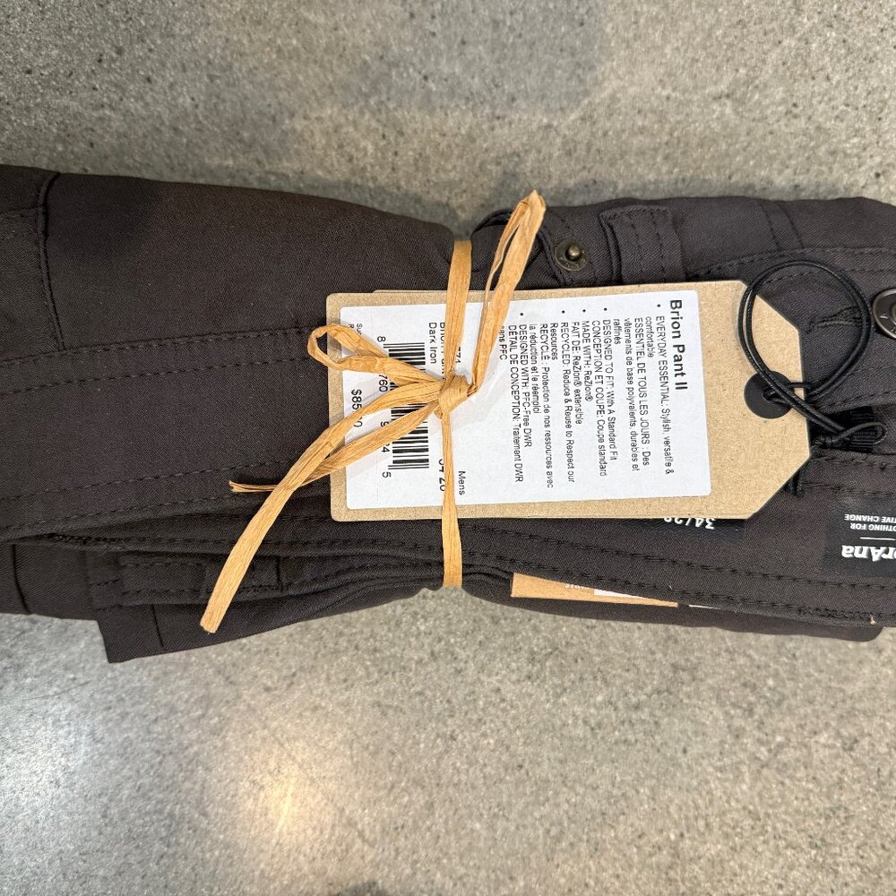 Prana Briones Pants Iron Grey 34x28 NWT